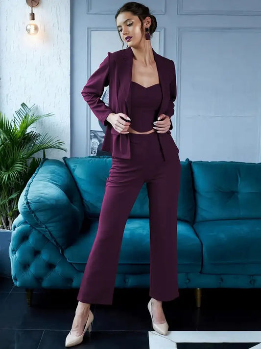 Elegant Plum Power Suit Set