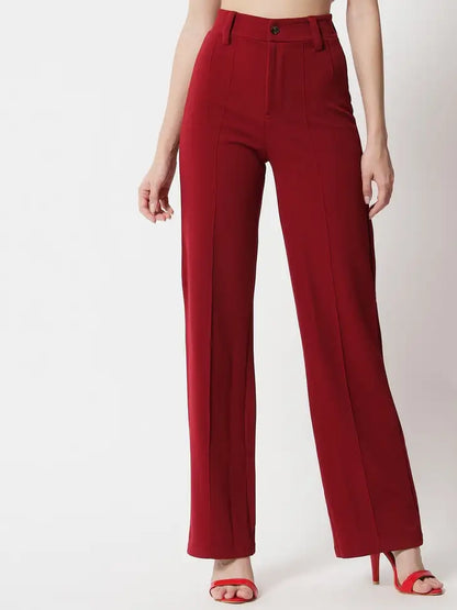 Crimson Flair Wide-Leg Trousers - My Store