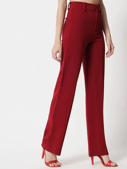 Crimson Flair Wide-Leg Trousers - My Store