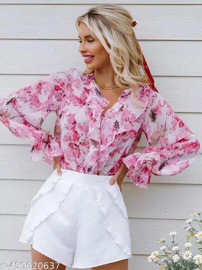 Romantic Ruffle Bloom Blouse - My Store