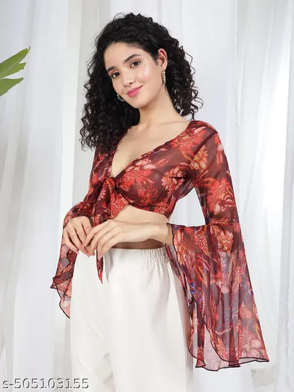 Boho Bloom Tie-Front Top - My Store