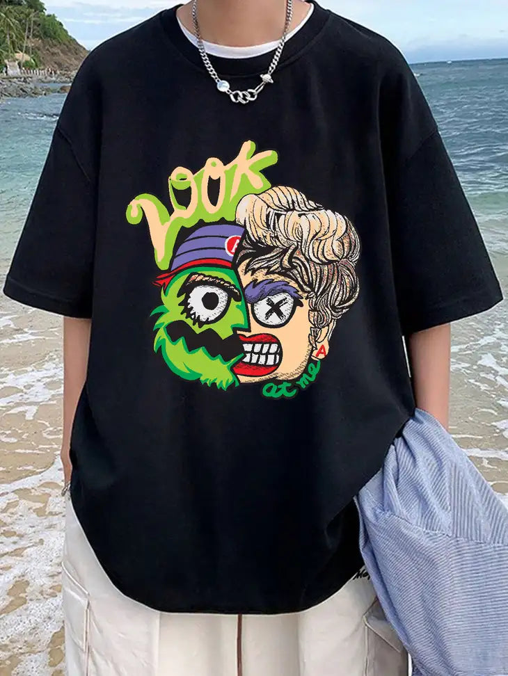 "Look At Me" Oversized Black T-Shirt